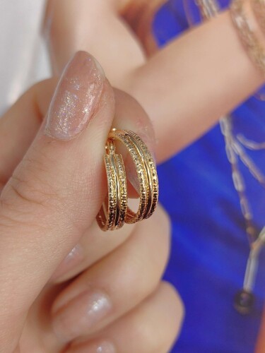 14 AYAR LÜKS TASARIM HALAK ALTIN KÜPE KUP02182 - Nasip Kuyumcu