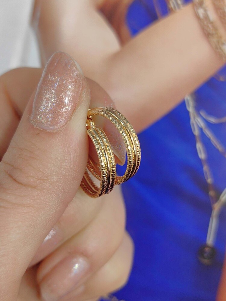 14 AYAR LÜKS TASARIM HALAK ALTIN KÜPE KUP02182 - 2