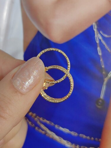 14 AYAR LÜKS TASARIM HALAK ALTIN KÜPE KUP02182 - 3