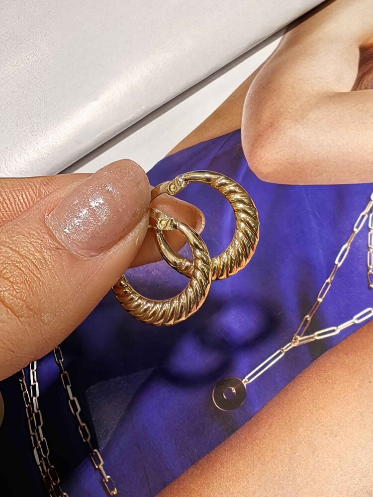 14 AYAR MİDYE HALKA ALTIN KÜPE KUP02068 - 3