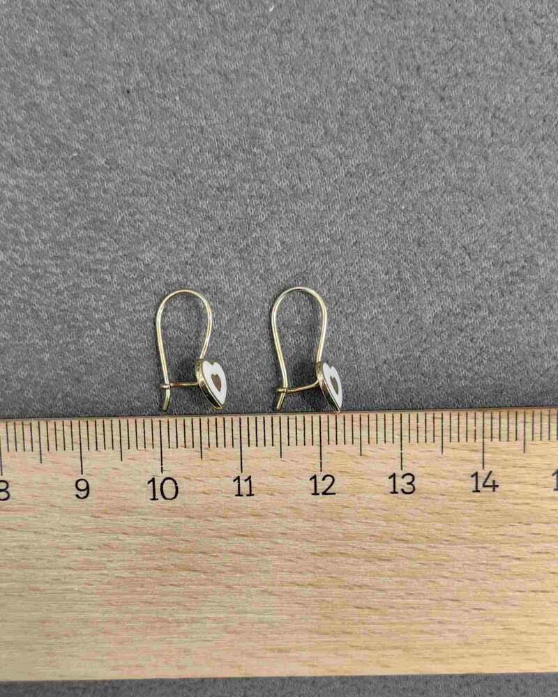 14 AYAR MİNİK KALPLER MENGEÇLİ ALTIN KÜPE KUP02995 - 3