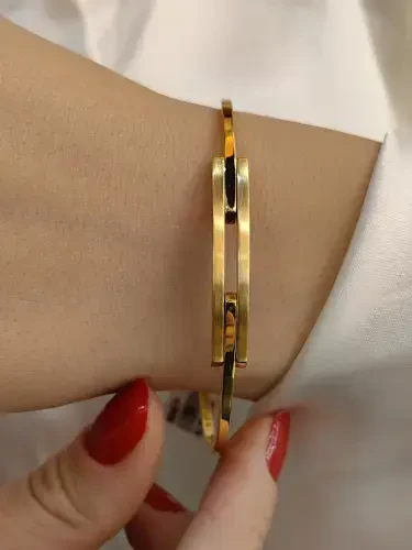 14 Ayar Minimal Altın Kaburga Kelepçe Bilezik XKLP00450 - 2