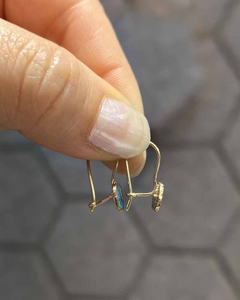 14 AYAR MOTİF DESEN MENGEÇLİ ALTIN KÜPE KUP02984 - 2