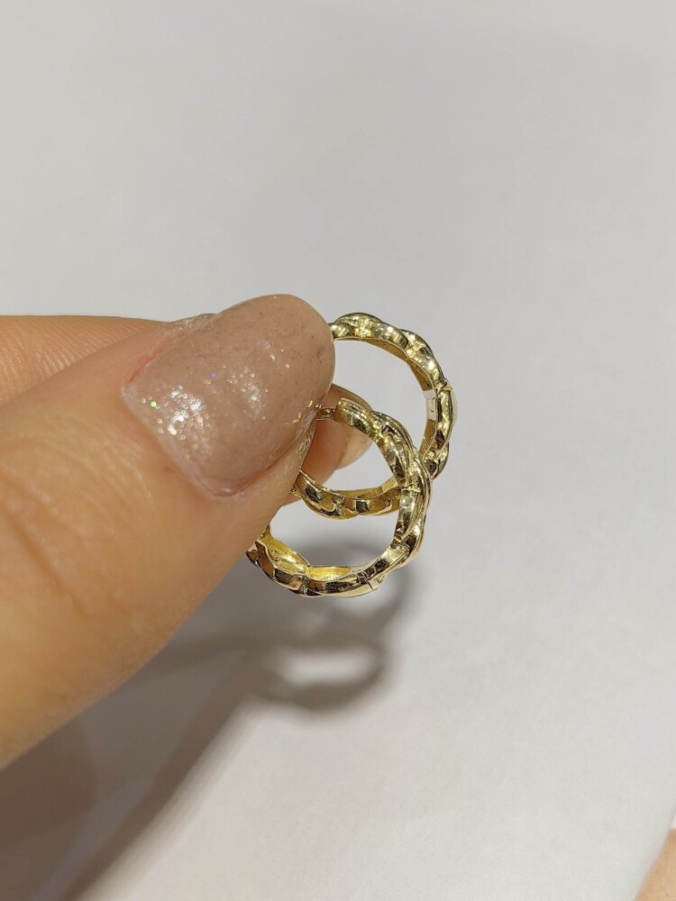 14 AYAR ÖRGÜ MODEL HALKA ALTIN KÜPE KUP02948 - 3