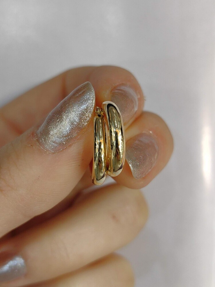 14 AYAR OVAL BOMBE HALKA ALTIN KÜPE KUP02231 - 2