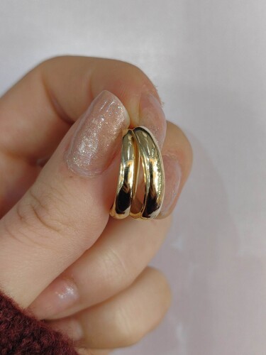14 AYAR OVAL HACİMLİ HALKA ALTIN KÜPE KUP02232 - 1