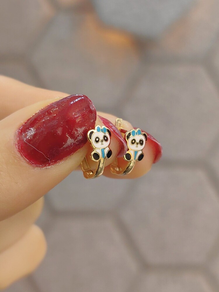 14 AYAR PANDA MODEL TARZ J ALTIN BEBEK KÜPE KÜP00123 - 2