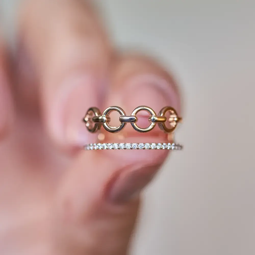 14 AYAR PİANO CABARET İKİLİ ALTIN YÜZÜK PXR0085 - Piano Jewellery