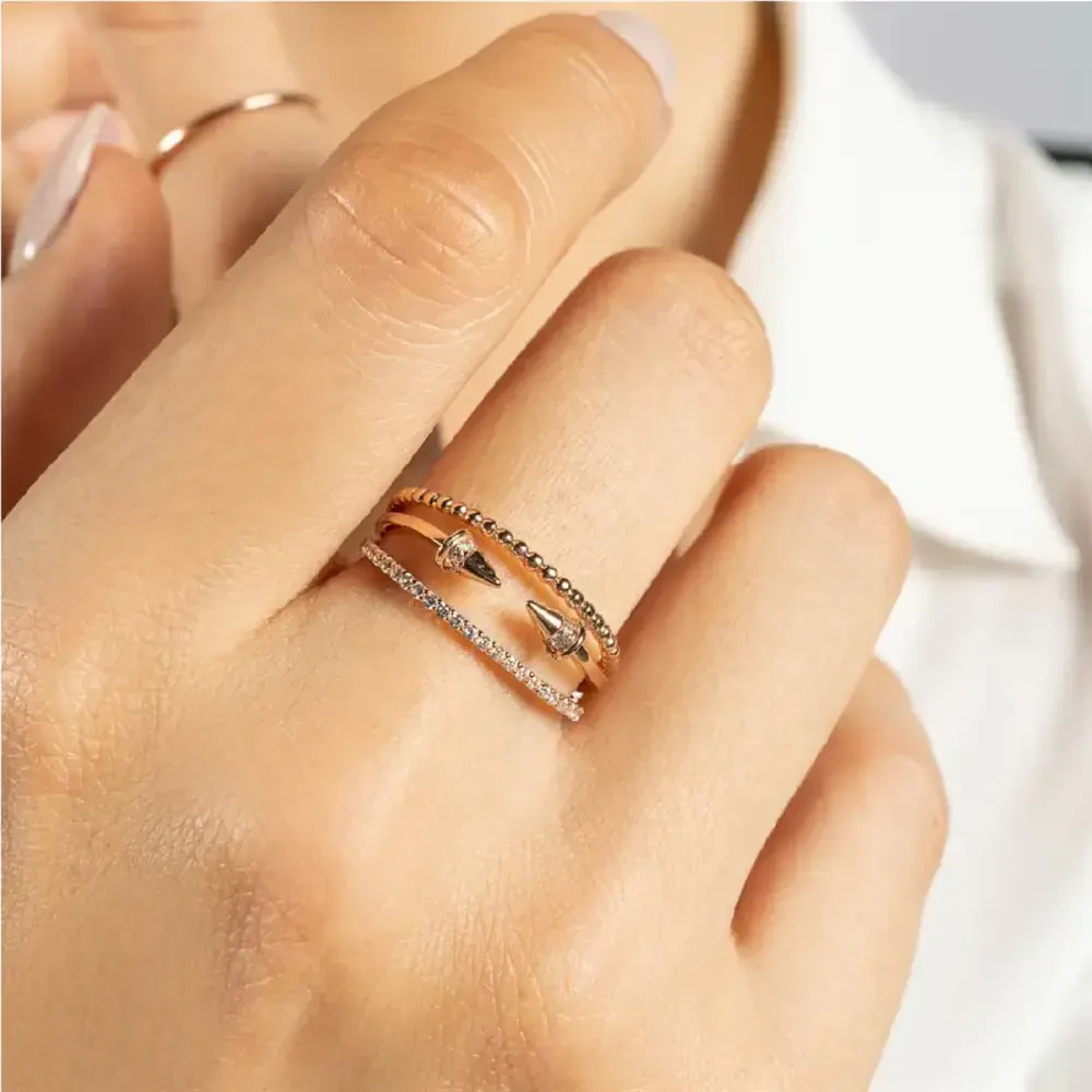 14 AYAR PİANO CABARET TAŞ VE OK ALTIN YÜZÜK PXR0149 - Piano Jewellery