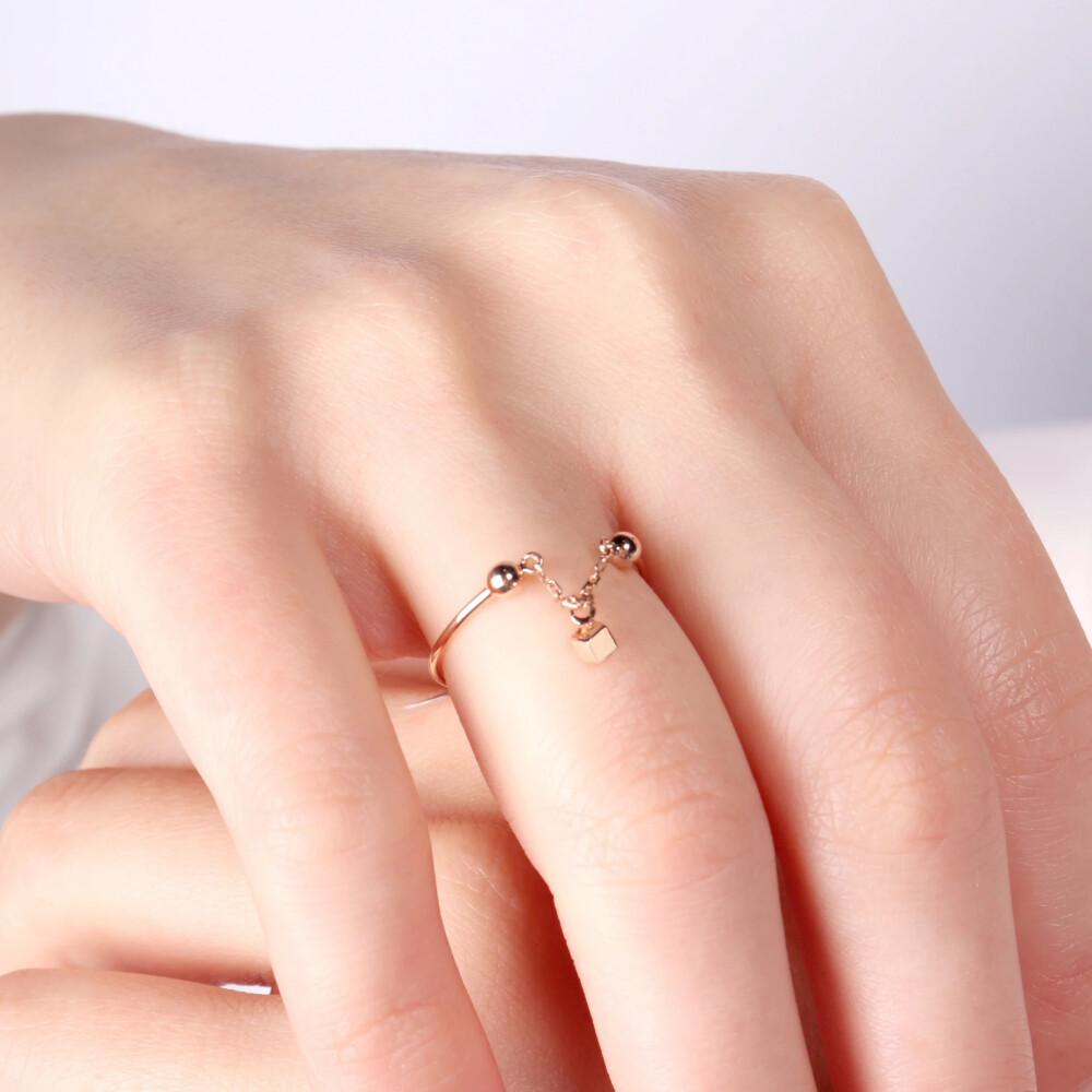 14 AYAR PİANO CUBIC KÜP SALLANTILI ALTIN YÜZÜK PXR0075 - Piano Jewellery