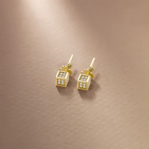 14 AYAR PİANO CUBIC TAŞLI KÜP ALTIN KÜPE PFX0009-E - 3