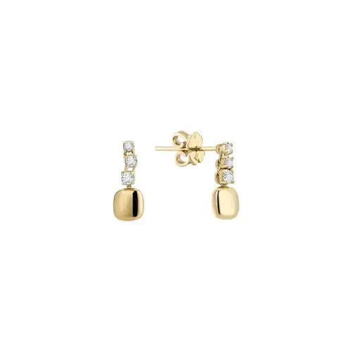 14 AYAR PİANO DİKEY SALLANTILI TAŞLI OVAL FORM ALTIN KÜPE PXE0212 - 1