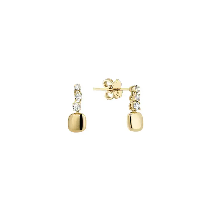 14 AYAR PİANO DİKEY SALLANTILI TAŞLI OVAL FORM ALTIN KÜPE PXE0212 - 1