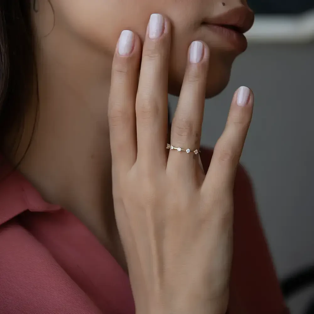 14 AYAR PİANO FORTE BEŞ TAŞ ALTIN YÜZÜK RHXR0033 - Piano Jewellery