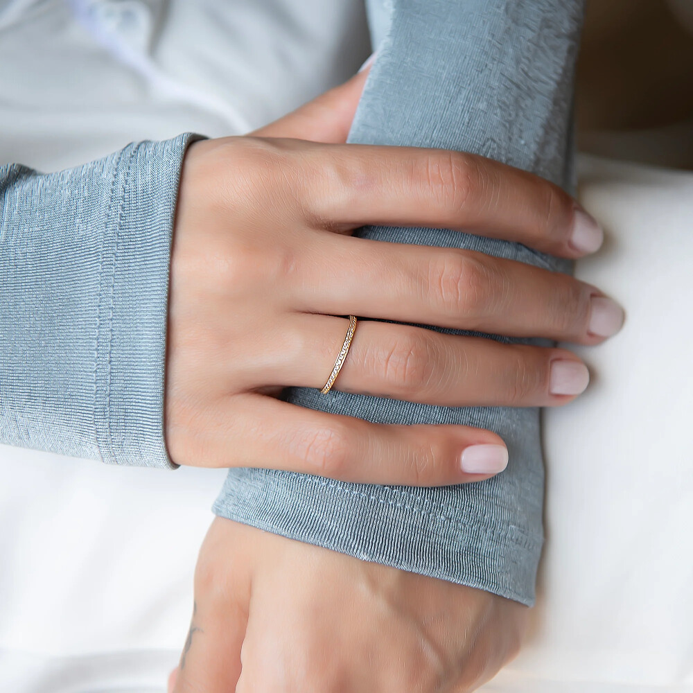 14 AYAR PİANO FORTE TAM TUR ALTIN YÜZÜK RHXR0036 - Piano Jewellery