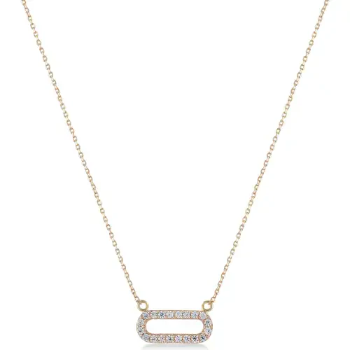 14 AYAR PİANO LINK TAŞLI PAVE ALTIN KOLYE PXP0045 - 2