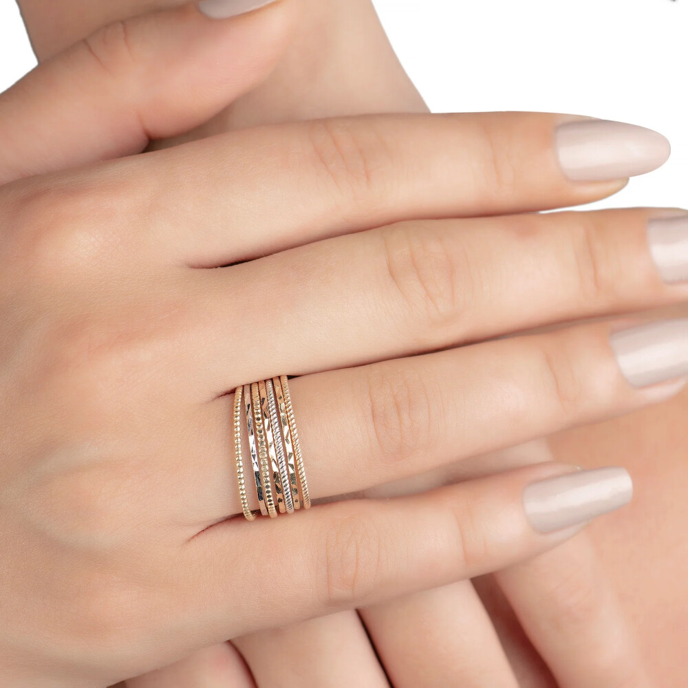 14 AYAR PİANO TRIESTE YEDİGÜN ALTIN YÜZÜK RHXR0185 - Piano Jewellery