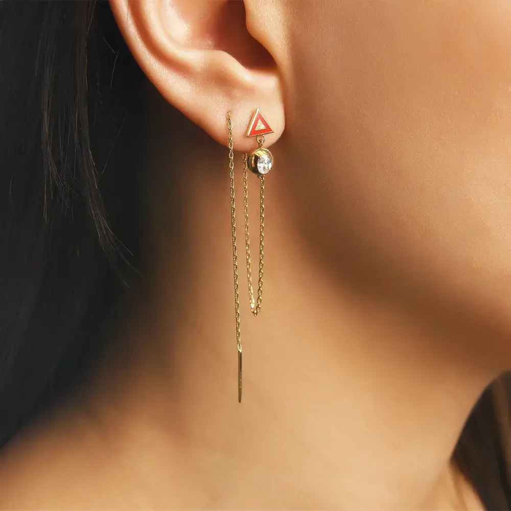 14 AYAR PİANO VİVALDİ SALLANTILI ALTIN KÜPE VVXE0004 - Piano Jewellery