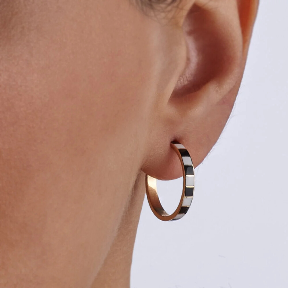 14 AYAR PİANO RHYTHM PİMLİ ALTIN KÜPE RHXE0064 - Piano Jewellery