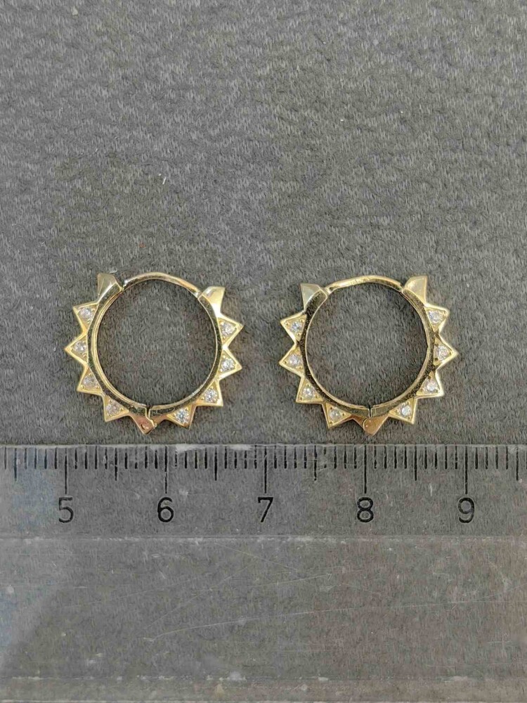 14 AYAR PİRAMİT MODEL HALKA ALTIN KÜPE KUP01610 - 4