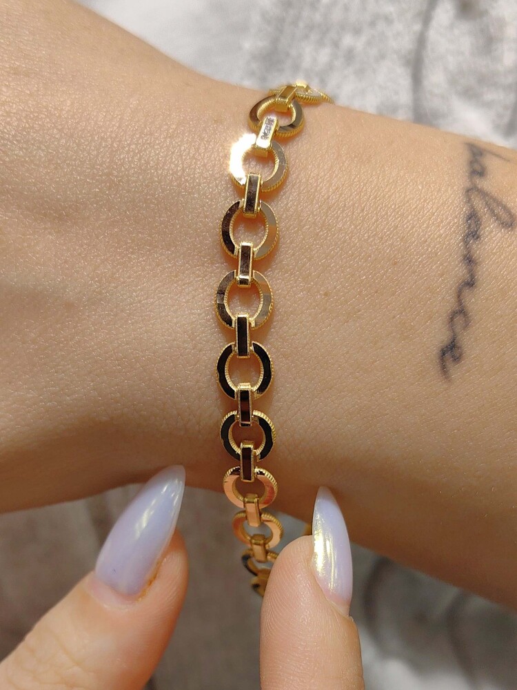 14 AYAR RINGLARGE TASARIM ALTIN TARZ BİLEKLİK KNY02644 - 1