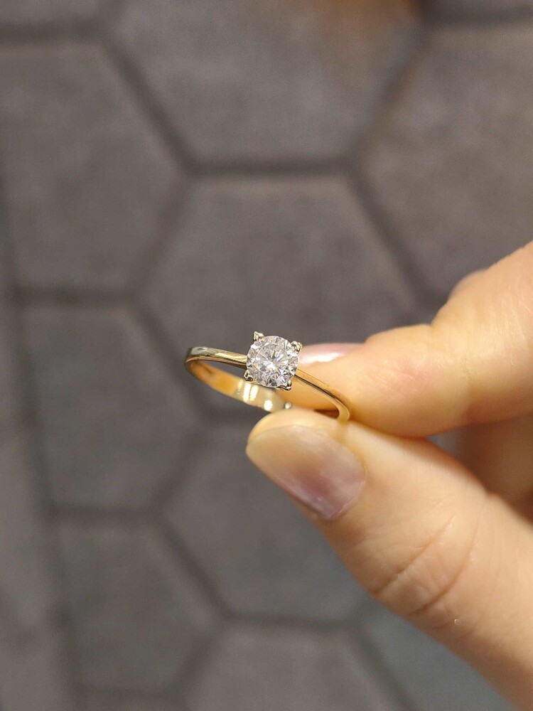 14 AYAR SADE TEKTAŞ ALTIN YÜZÜK YZ000163 - 3