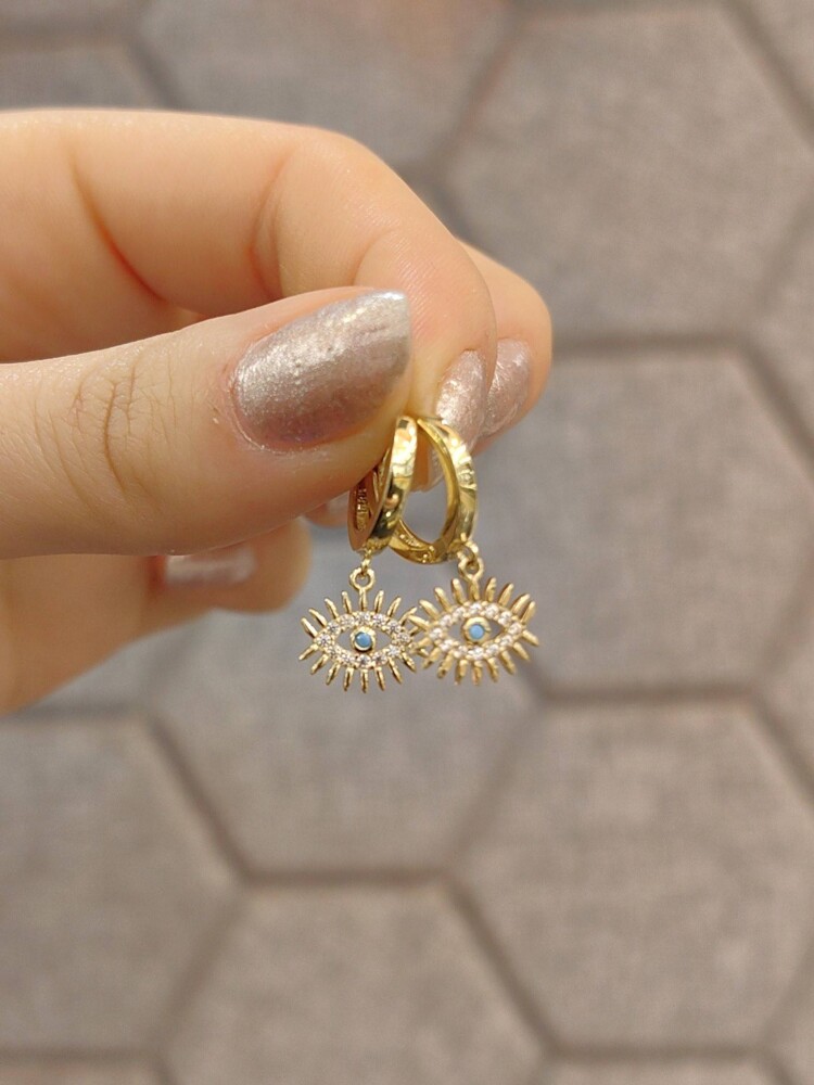14 AYAR SALLANTILI GÖZ MODEL SHAKİRA ALTIN KÜPE KUP02799 - 2