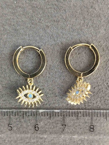 14 AYAR SALLANTILI GÖZ MODEL SHAKİRA ALTIN KÜPE KUP02799 - 3