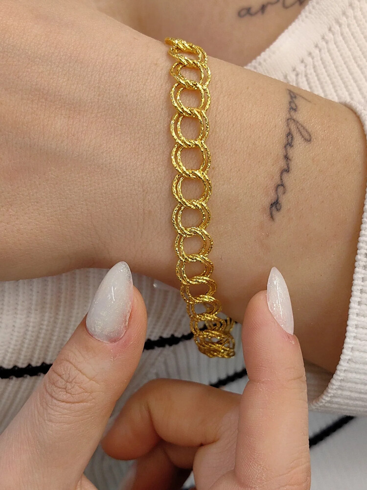 14 AYAR SİMLİ SAMANYOLU ALTIN BİLEKLİK XKNY02159 - Nasip Kuyumcu