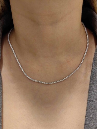 14 AYAR SWAROVSKİ TAŞLI CHOKER BEYAZ ALTIN SET TAKIMI SET00393-KNY00289 - 4