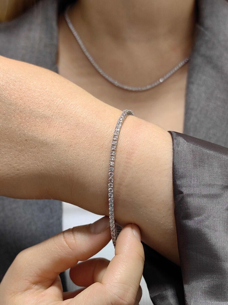 14 AYAR SWAROVSKİ TAŞLI CHOKER BEYAZ ALTIN SET TAKIMI SET00393-KNY00289 - 2