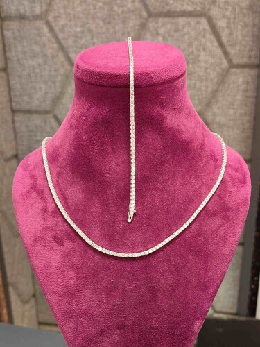 14 AYAR SWAROVSKİ TAŞLI CHOKER BEYAZ ALTIN SET TAKIMI SET00393-KNY00289 - 5