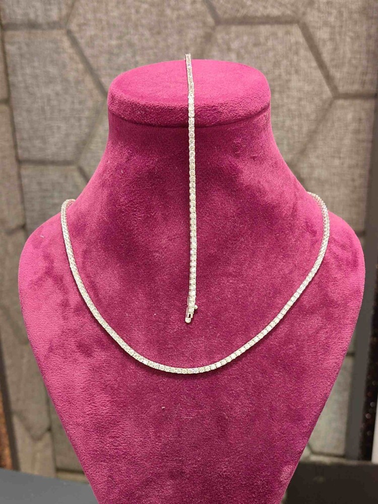 14 AYAR SWAROVSKİ TAŞLI CHOKER BEYAZ ALTIN SET TAKIMI SET00393-KNY00289 - 5
