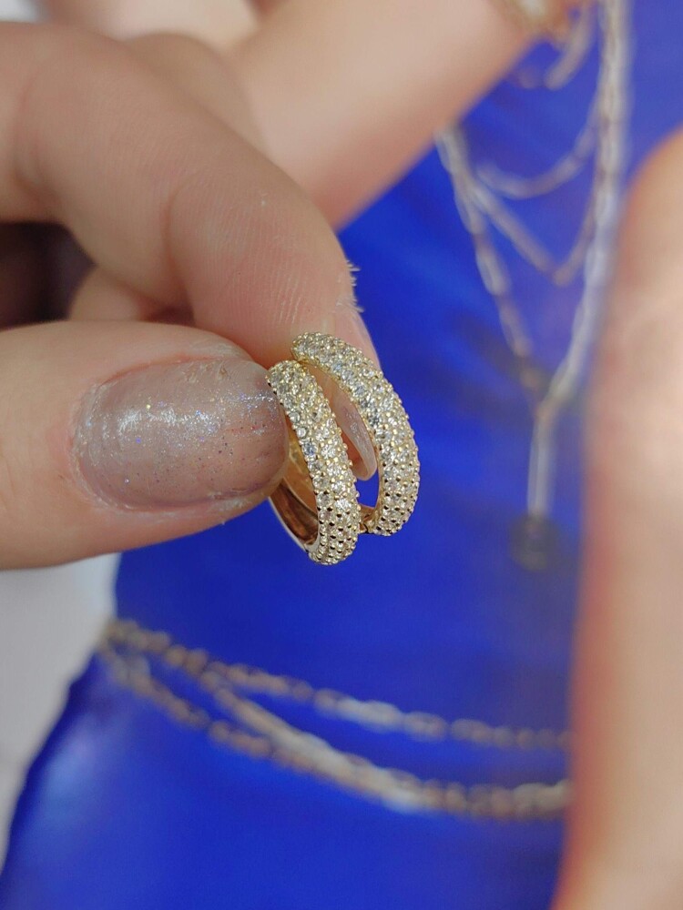 14 AYAR TAŞLI HALKA ALTIN KÜPE KUP02699 - 2