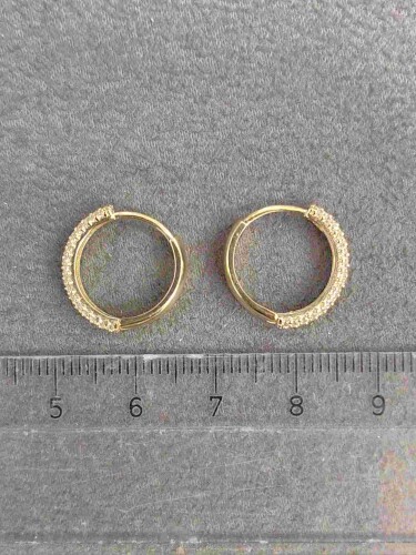 14 AYAR TAŞLI HALKA ALTIN KÜPE KUP02699 - 4