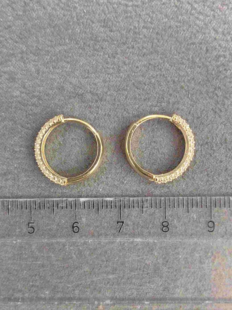 14 AYAR TAŞLI HALKA ALTIN KÜPE KUP02699 - 4