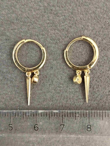 14 AYAR TEK TAŞ ÇİVİ MODEL SHAKİRA ALTIN KÜPE KUP00052 - 5