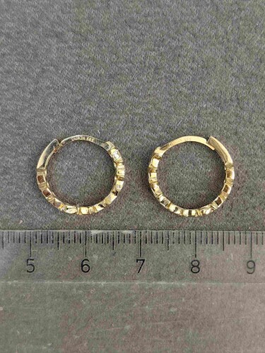 14 AYAR YILDIZ MOTİF HALKA ALTIN KÜPE KUP00789 - 4