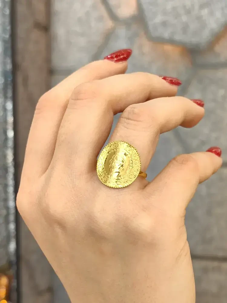 22 AYAR ÇEYREKLİ FANTAZİ ALTIN YÜZÜK YZ002040 - Nasip Kuyumcu