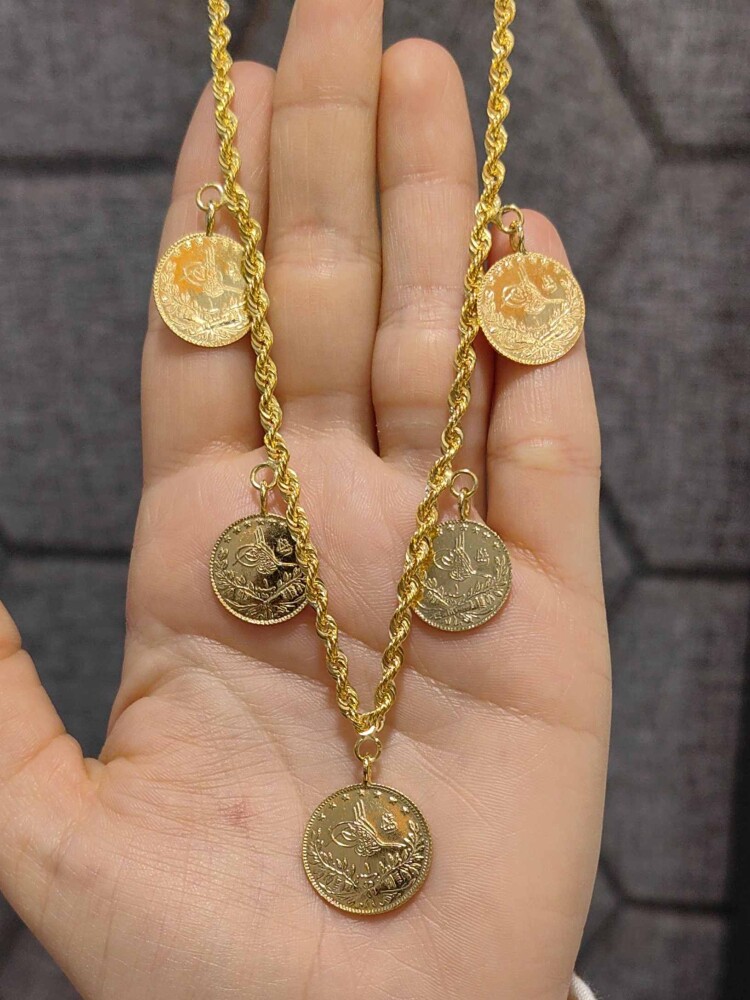 22&14 AYAR 1 YARIM 4 REŞAT ÇEYREK BURGU ZİNCİRLİ TASARIM KOLYE KLY01263 - 3