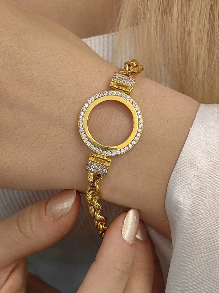 8 AYAR ÇEYREK İÇİN ÇERÇEVE ALTIN BİLEKLİK KNY00346 - Nasip Kuyumcu