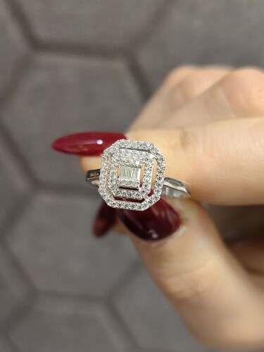 8 AYAR SIRA TAŞ DİZİLİ ZARİF BAGET ALTIN YÜZÜK YZ002164 - 3