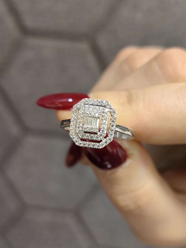 8 AYAR SIRA TAŞ DİZİLİ ZARİF BAGET ALTIN YÜZÜK YZ002164 - 3