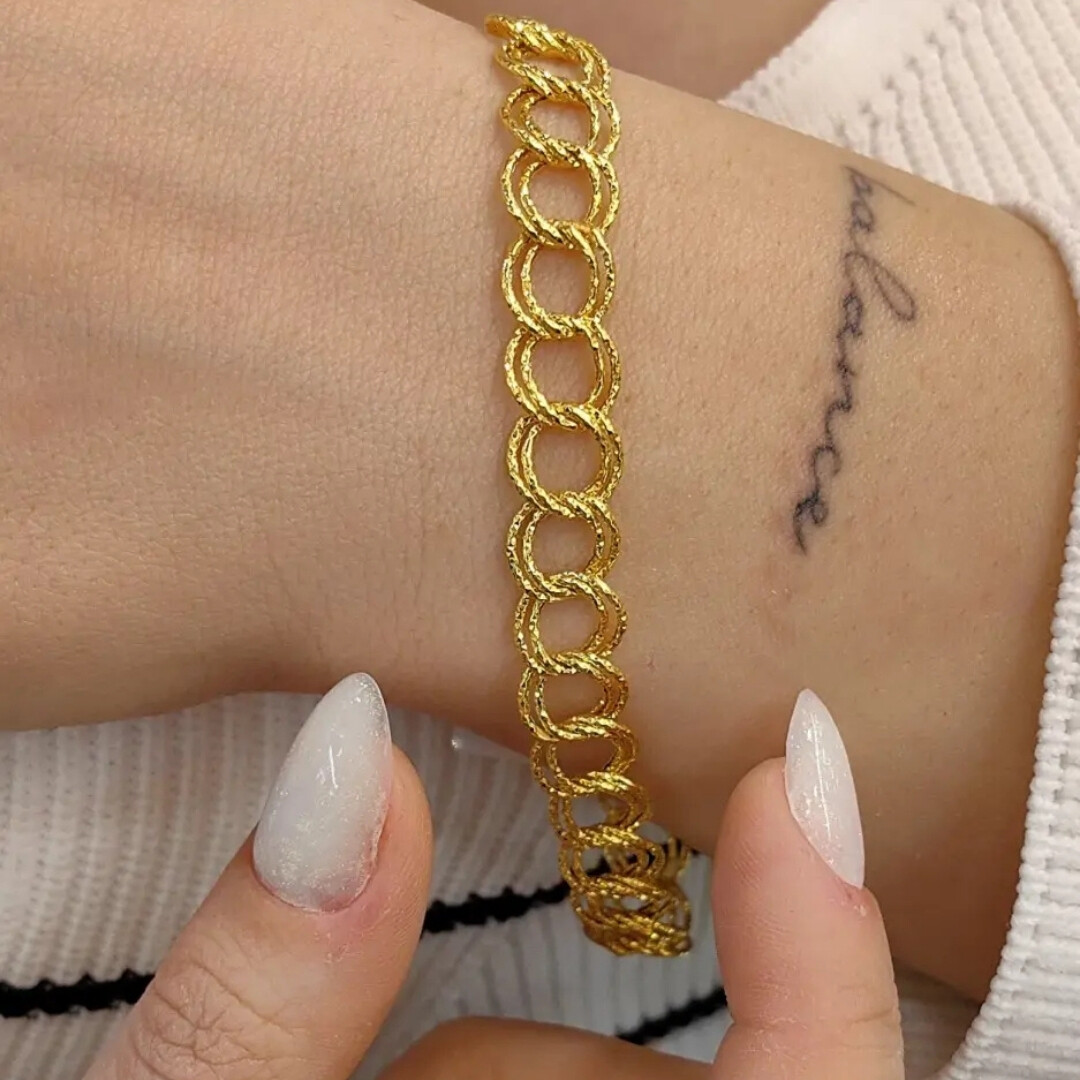 14 Ayar Simli Samanyolu Altın Bileklik KNY02159