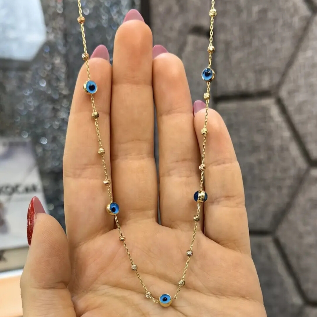 14 Ayar Dorikalı Nazar Model Altın Kolye XKLY00442