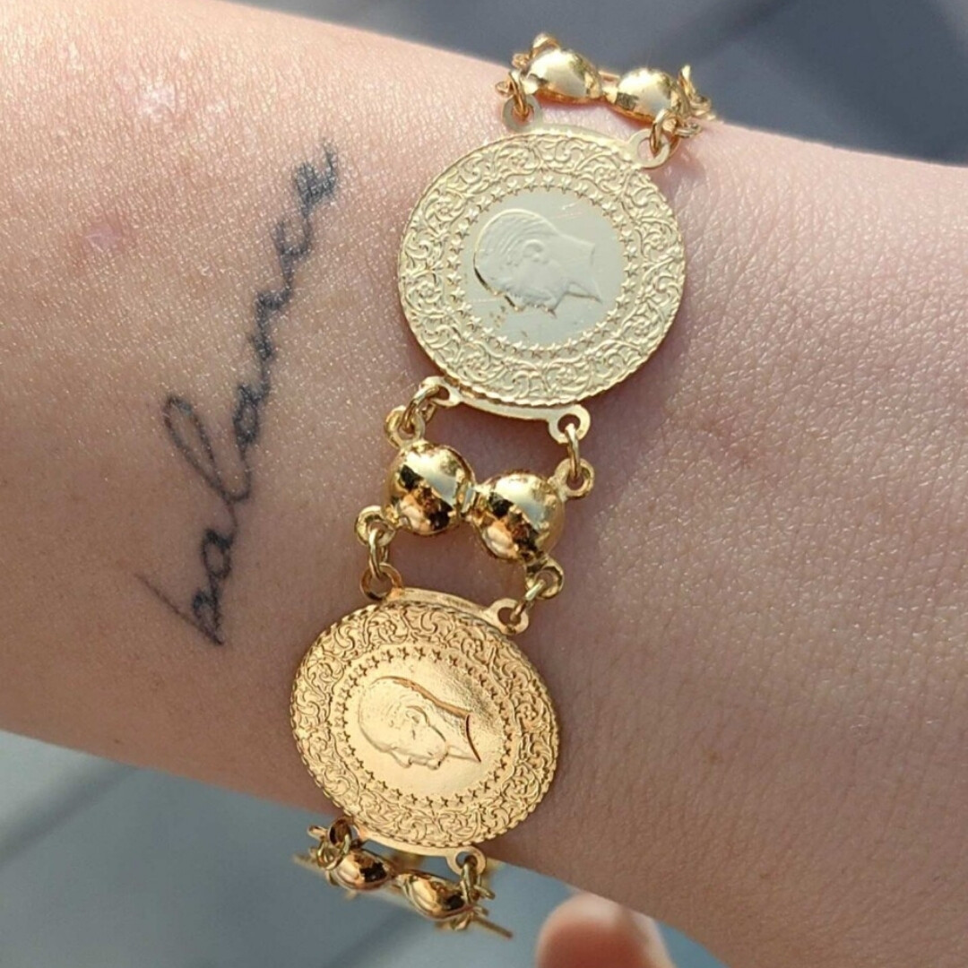 22 Ayar 4 Çeyrekli Özel Tasarım Altın Bileklik KNY02002