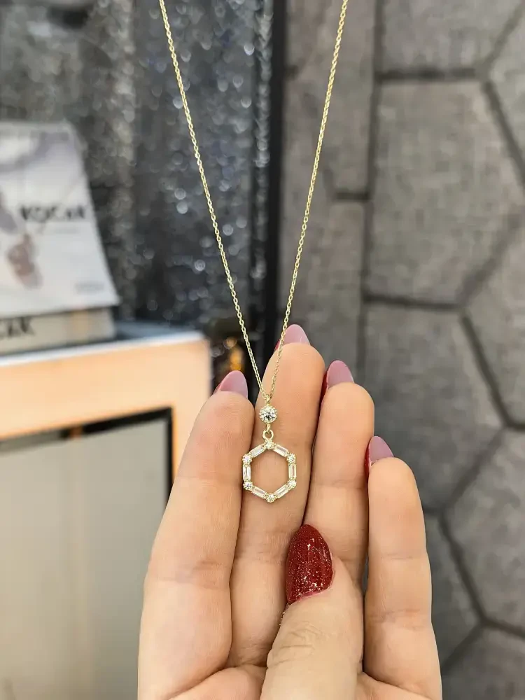 ALTIGEN TAŞLI MODEL ALTIN KOLYE 8 AYAR KLY00578 - 2