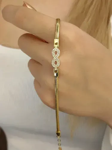BALIK SIRTI SONSUZLUK FİGÜRLÜ 14 AYAR TARZ ALTIN BİLEKLİK KNY00603 - 1