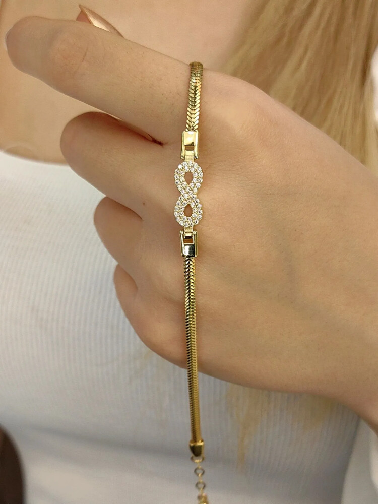 BALIK SIRTI SONSUZLUK FİGÜRLÜ 14 AYAR TARZ ALTIN BİLEKLİK KNY00603 - Nasip Kuyumcu