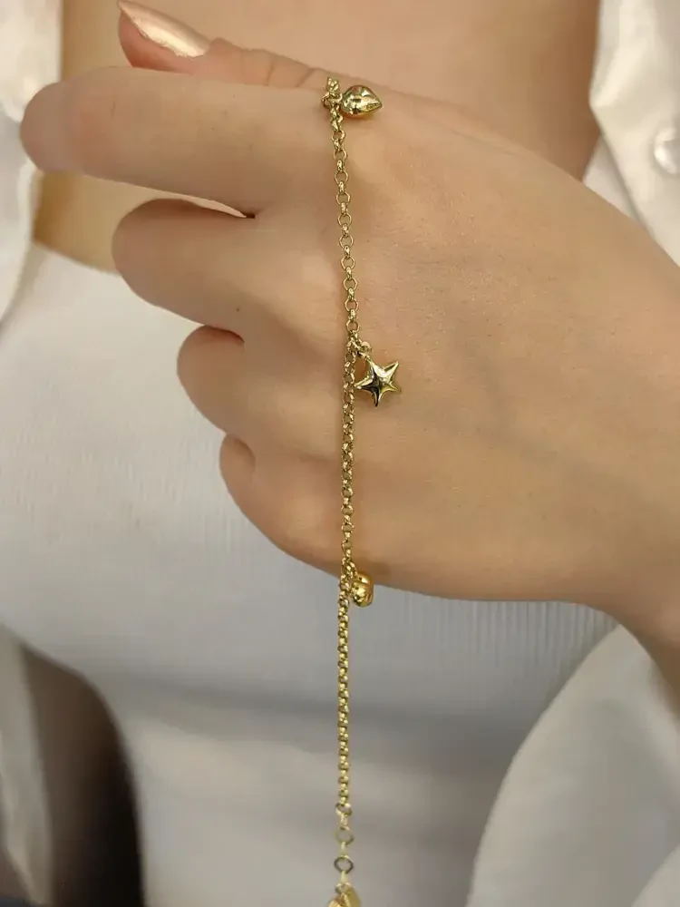 BALON AY YILDIZ VE KALP FİGÜRLÜ DOÇ 14 AYAR TARZ ALTIN BİLEKLİK KNY01168 - Nasip Kuyumcu